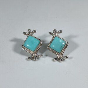 Native America Navajo Sterling Silver Turquoise Post Earring's By Louise Joe